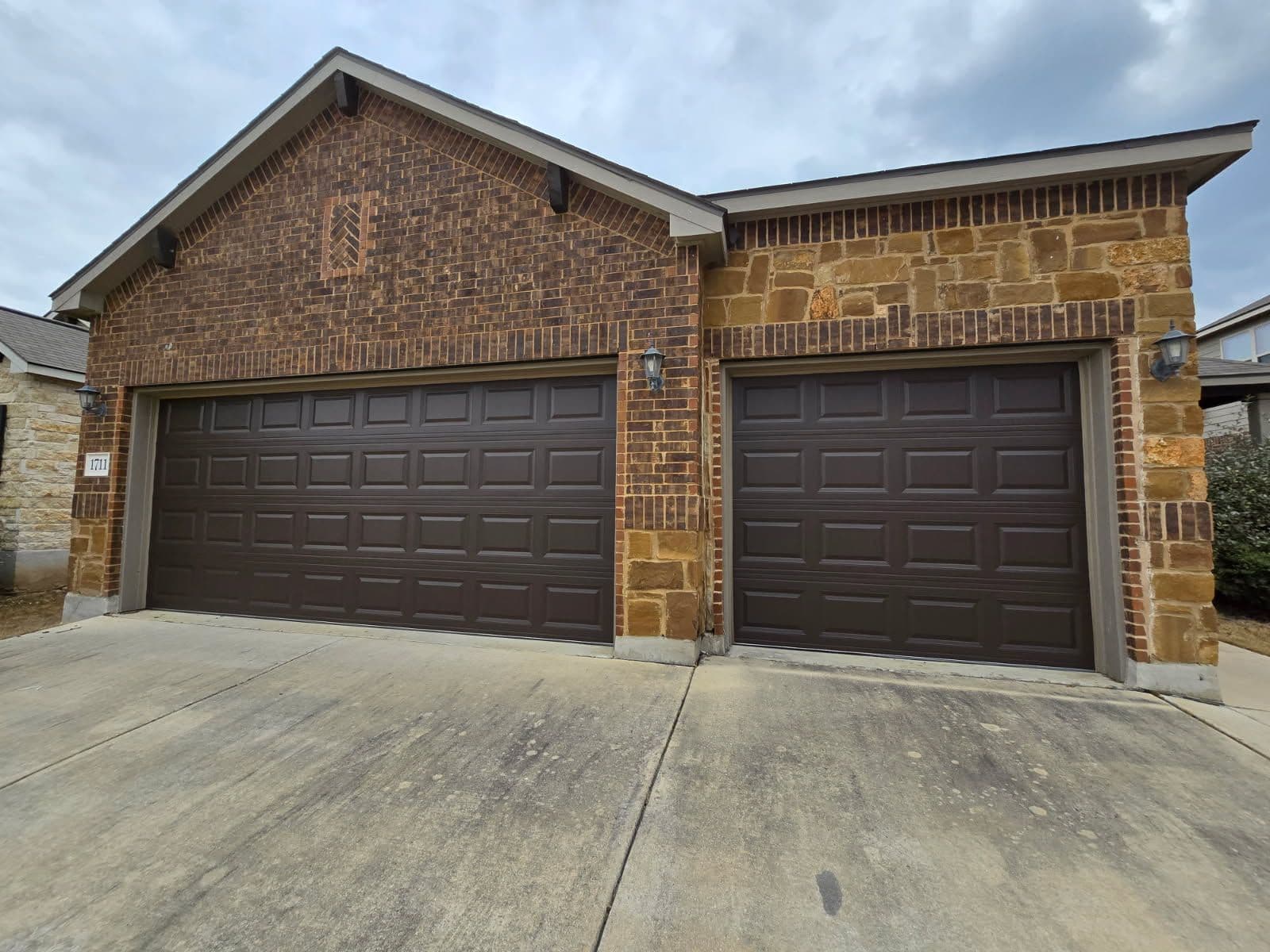 Stylish Dark Brown Garage Doors Installed image
